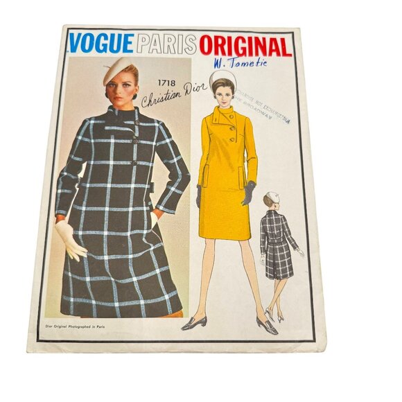 Christian Dior Dresses & Skirts - Vogue Paris Original 1960's Dress 1718 Sewing Pattern Christian Dior Size 14